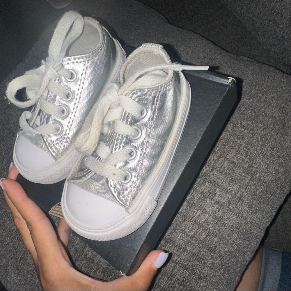 Converse Silver and White Sneakers Classic Design